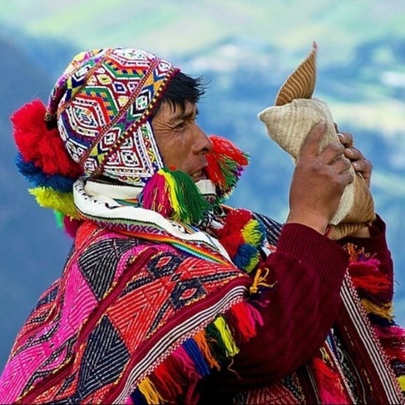 Peruvian Shaman Q\'ero Chullo Hat Wool Blend Beads NWOT main image 10